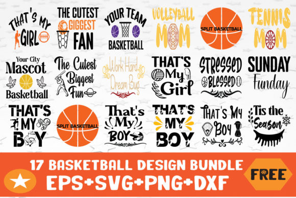 Basketball Text Design Bundle for Crafts and Graphics