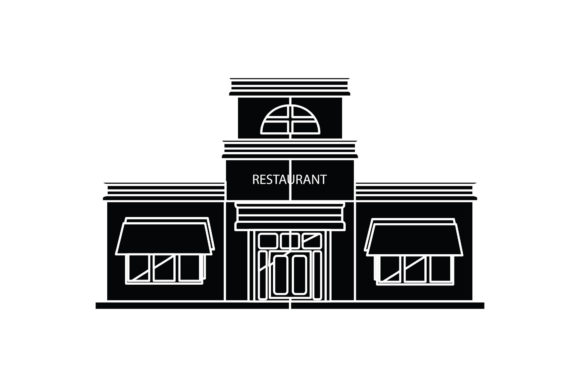Building Restaurant Black Filled Vector: A Versatile Graphic Design Freebie