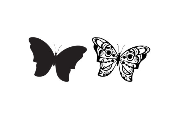 Exotic Black Butterfly and Silhouette – A Premium Graphic for Crafters