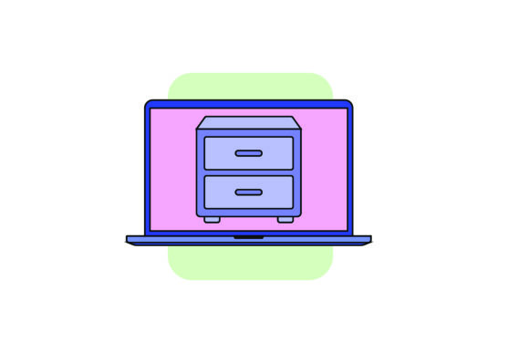 Flat Icon Laptop Table Color Outline for Graphics and Illustrations