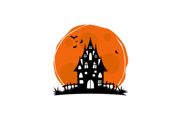 Halloween Background - House Silhouette: A Graphic Design Asset for Festive Branding