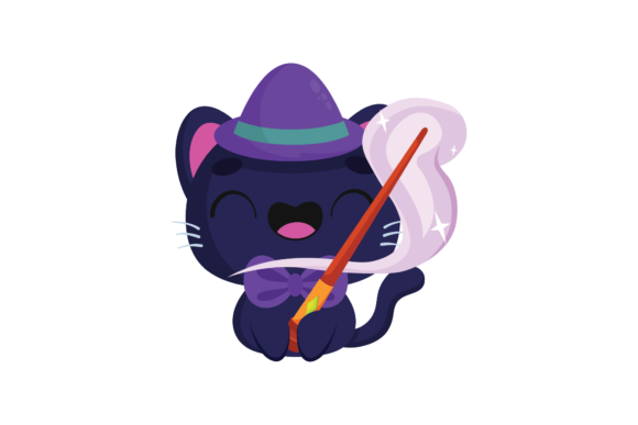 Halloween Cat Hat and Stick Magic SVG: A Versatile Graphic Design Asset for Seasonal Branding