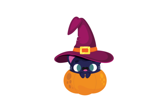 Halloween Cat Hat Pumpkin Magic: A Versatile Graphic Design Asset for Seasonal Publishing