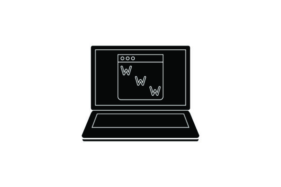 Icon Flat Laptop Website Address Black – A Versatile Freebie for Modern Marketing