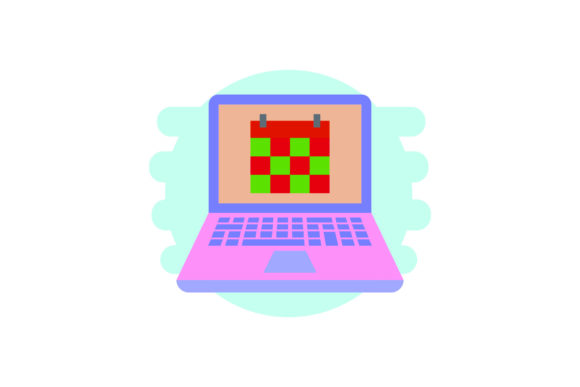 Laptop Flat Icon Calendar: A Versatile Graphic Design Asset for Small Business Branding