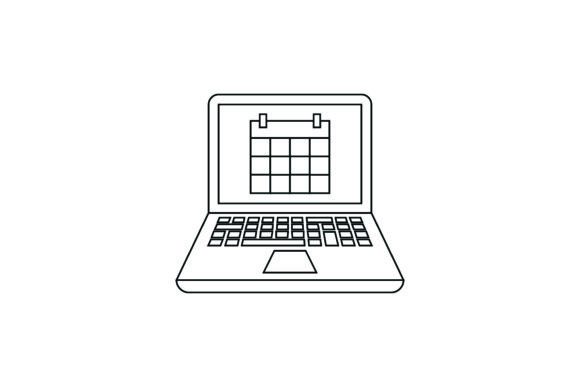 Laptop Flat Icon Calendar Coloring Page: A Versatile Graphic Design Asset for Content Creators