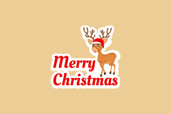 Merry Christmas with Deer Graphic for Festive Crafts